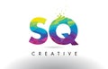 SQ S Q Colorful Letter Origami Triangles Design Vector.