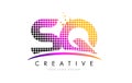 SQ S Q Letter Logo Design with Magenta Dots and Swoosh