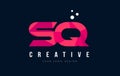 SQ S Q Letter Logo with Purple Low Poly Pink Triangles Concept