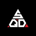 SQD triangle letter logo design with triangle shape. SQD triangle logo design monogram. SQD triangle vector logo template with red