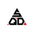 SQD triangle letter logo design with triangle shape. SQD triangle logo design monogram. SQD triangle vector logo template with red
