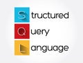 SQL - Structured Query Language acronym, technology concept background