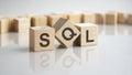 SQL - structured query language shot form on wooden block Royalty Free Stock Photo