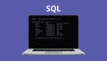 Sql syntax programming illustration with laptop and code program Royalty Free Stock Photo