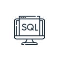 sql vector icon isolated on white background. Outline, thin line sql icon for website design and mobile, app development. Thin