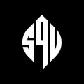 SQU circle letter logo design with circle and ellipse shape. SQU ellipse letters with typographic style. The three initials form a Royalty Free Stock Photo