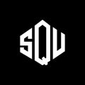 SQU letter logo design with polygon shape. SQU polygon and cube shape logo design. SQU hexagon vector logo template white and Royalty Free Stock Photo
