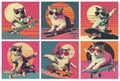 Squad of Cats Riding Skateboards with Sunglasses