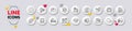 Squad, Dont touch and Smile face line icons. For web app, printing. White buttons 3d icons. Vector