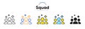 Squad line icon in different styles. Bicolor outline stroke style. Team people symbol for web app. Vector