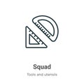 Squad outline vector icon. Thin line black squad icon, flat vector simple element illustration from editable tools and utensils