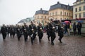 A squad of royal guardsmen on the march. Stockholm