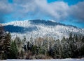 Squak Mountain with snow-covered trees and lake Royalty Free Stock Photo
