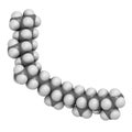 Squalane molecule. 3D rendering. Saturated compound, derived from squalene. Used in cosmetics as emollient and moisturizer. Atoms