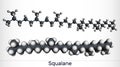 Squalane molecule. It is used in cosmetics as emollient and moisturizer