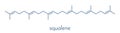 Squalene natural hydrocarbon molecule. Found in shark liver oil and number of plant sources. Skeletal formula.