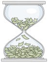 Squandering money in an hourglass Royalty Free Stock Photo