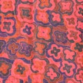 Square abstract floral pattern on red scarf Royalty Free Stock Photo