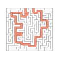 A square abstract labyrinth. An interesting and useful game for children and adults. A simple flat vector illustration on a white Royalty Free Stock Photo