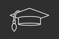 Square academic cap, graduation hat line icon, white sign, vector illustration Royalty Free Stock Photo