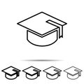 Square academic cap icon in different shapes. Simple thin line, outline vector of education icons for ui and ux, website or mobile Royalty Free Stock Photo