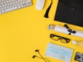 Square academic cap and keyboard with money Royalty Free Stock Photo