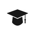Square academic cap, Simple graduate cap silhouette icon Royalty Free Stock Photo