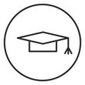 Square academic cap stroke icon, logo illustration.