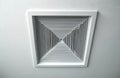 Square air duct on building ceiling for heating and cooling. Ventilation system part for air flow and temperature control. Royalty Free Stock Photo