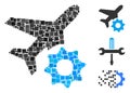 Square Airplane Options Gear Icon Vector Mosaic