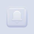 Square Alarm or Notification Icon. White Isolated Bell