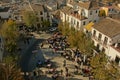 Square in Albayzin neighbourhood, Granada, with bars, restaurants, view from above