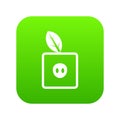 Square apple icon digital green