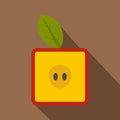 Square apple icon, flat style