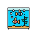 Square aquarium with fish flat color icon. Royalty Free Stock Photo