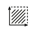 Square area icon. Coordinate axes sign. Coordinate system Flat math graph icon. Measuring land area. Place dimension