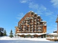 Square in Avoriaz town in Alps, France Royalty Free Stock Photo