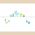 Baby Icons Boy On Straight String Blue And Green Dots Border Beige Royalty Free Stock Photo