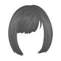 Square. Back hairstyle single icon in monochrome style vector symbol stock illustration web.