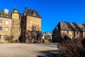Square in back of Namedy Castle in Germany Royalty Free Stock Photo