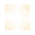 Square Backdrop Golden texture crumbs. Gold dust scattering on a white background. Particles grain, sand assembled. Vector