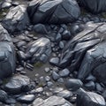 Square background with black rocky stones. Generative AI