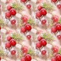 Square background with cherry drops in pink light