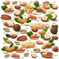 Square background with realistic vector nuts icons