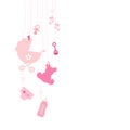 Seven Left Hanging Baby Icons Girl Pink