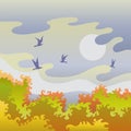 Autumn landscape with birds Royalty Free Stock Photo