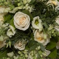 Close-up of bouquet with yellow and pink roses Royalty Free Stock Photo