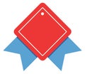 Square badge. Color decorative empty label with ribbon