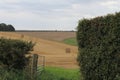 Square bales of hay in a field waiting to be harvested on a summers day in the UK Royalty Free Stock Photo