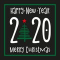 Square banner 2020 on a black background lettering Merry Christmas and Happy New Year. Template greeting card, brochure or banner. Royalty Free Stock Photo